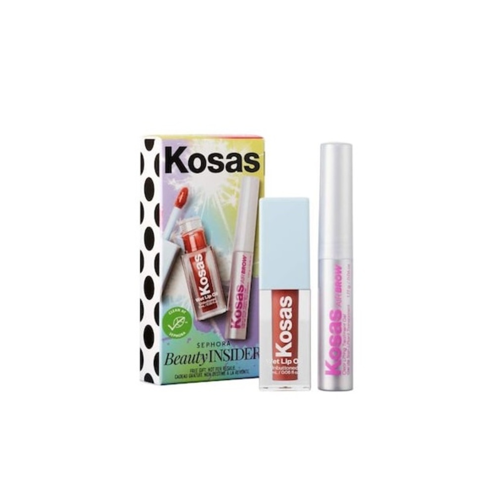 Kosas Makeup Set Wet Lip Oil Gloss Plumping & Air Brow Set Mini NEW